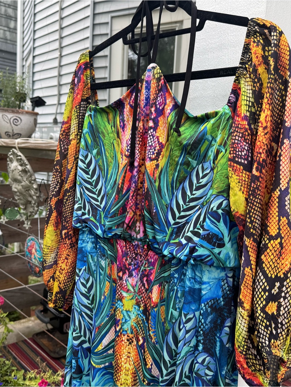 VENUS Multicolor Tropical Print Maxi Dress with Blue & Green Accents - Picture 3 of 5